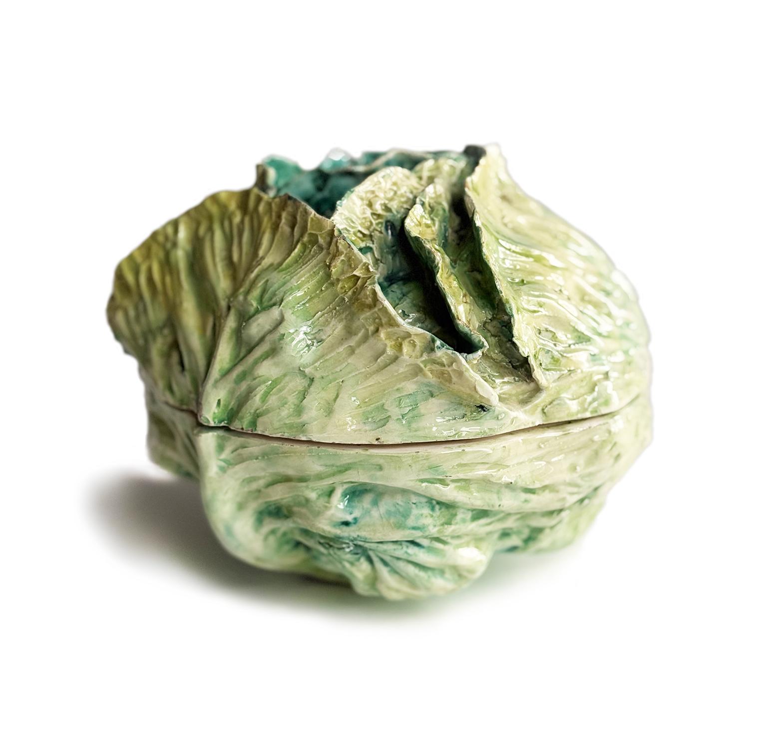 Italian Small Earthenware Cabbage-Shaped Soup Tureen, Gaetano Bonato, late 19th century For Sale