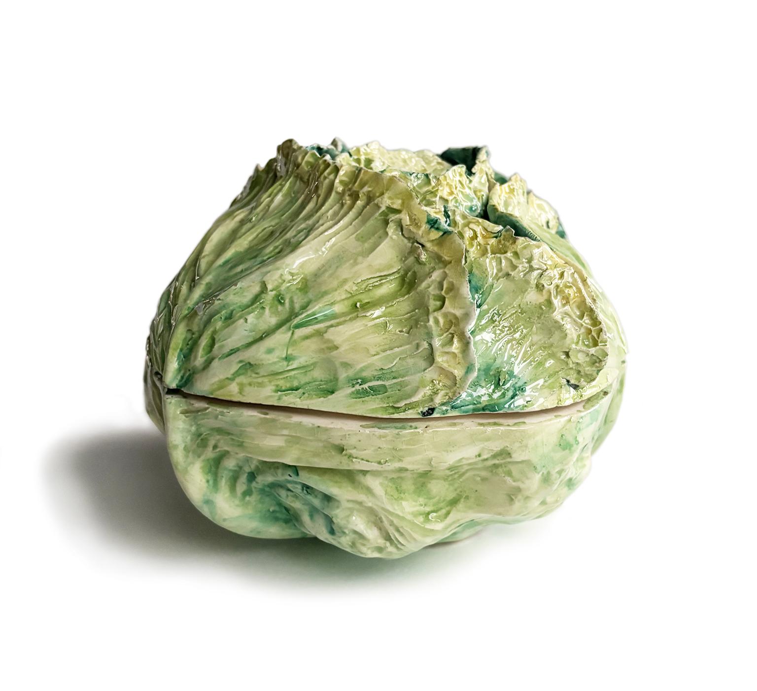 Small Earthenware Cabbage-Shaped Soup Tureen, Gaetano Bonato, late 19th century In Good Condition For Sale In Milano, IT