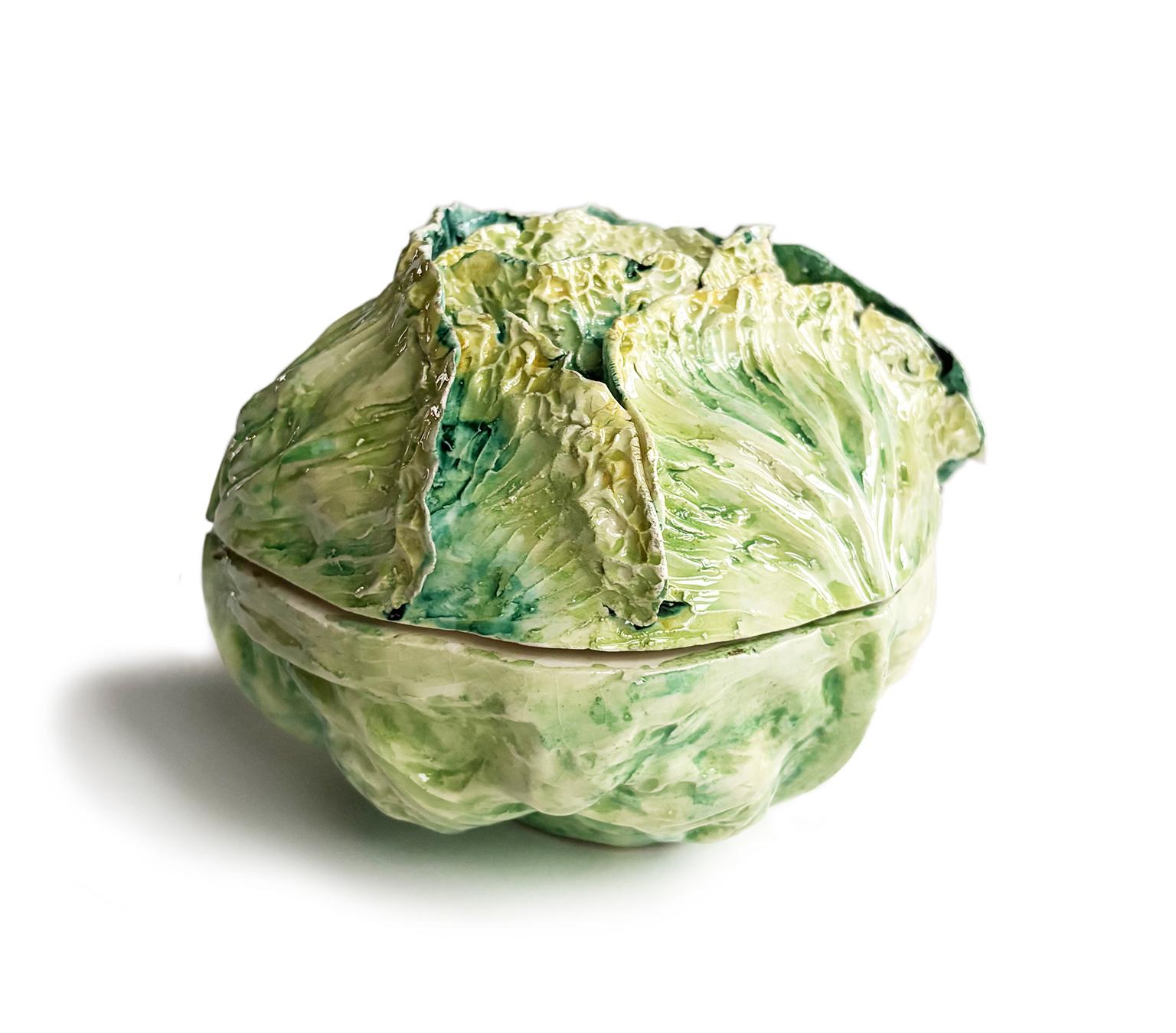 Late 19th Century Small Earthenware Cabbage-Shaped Soup Tureen, Gaetano Bonato, late 19th century For Sale