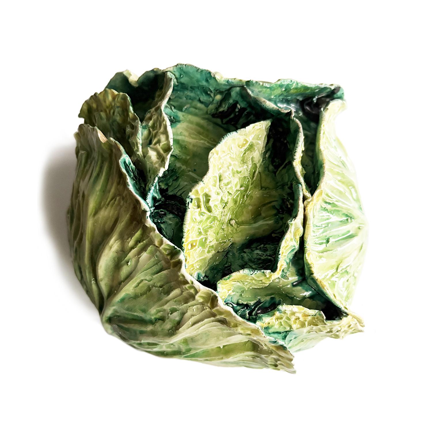 Ceramic Small Earthenware Cabbage-Shaped Soup Tureen, Gaetano Bonato, late 19th century For Sale