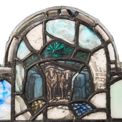 Small Ecclesiastical 20th Century Arched Stained Glass Panel
