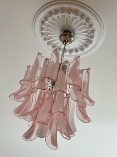Small Eclectic Pink Murano Chandelier in Flamingo style
