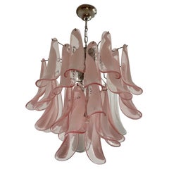 Small Eclectic Pink Murano Chandelier in Flamingo style