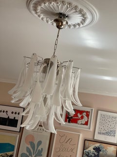 Small Eclectic White Murano Chandelier in Flamingo style