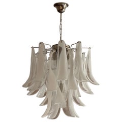 Small Eclectic White Murano Chandelier in Flamingo style