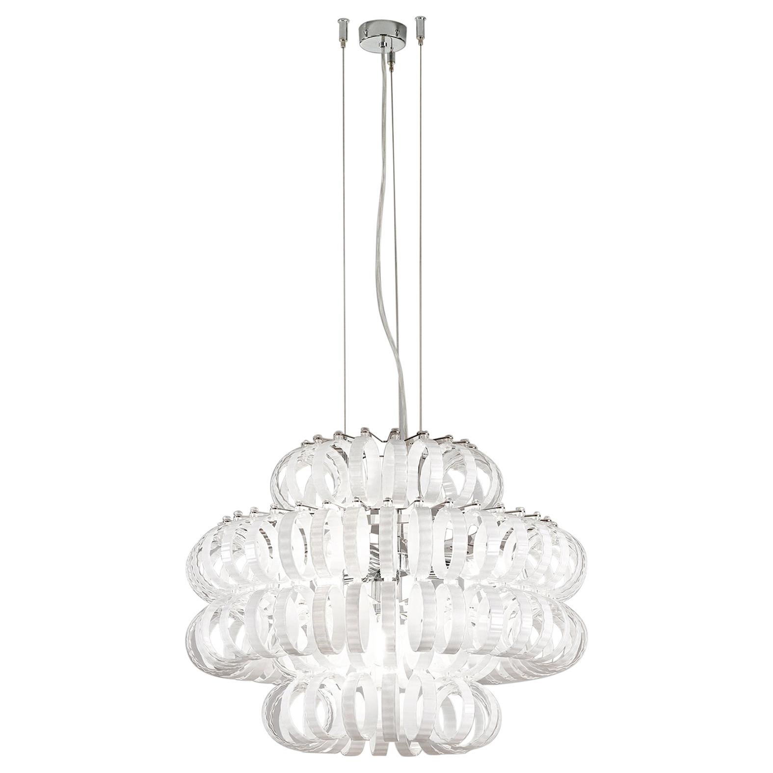Small Ecos SP 60C Chandelier with Matte Bronze Frame by Vistosi