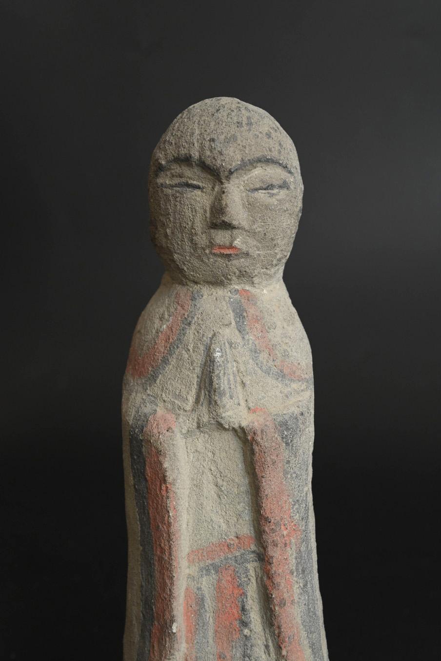 Pietra Piccolo Buddha in pietra del periodo Edo dal Giappone/Jizo Bodhisattva/1800s/Amuleto in vendita