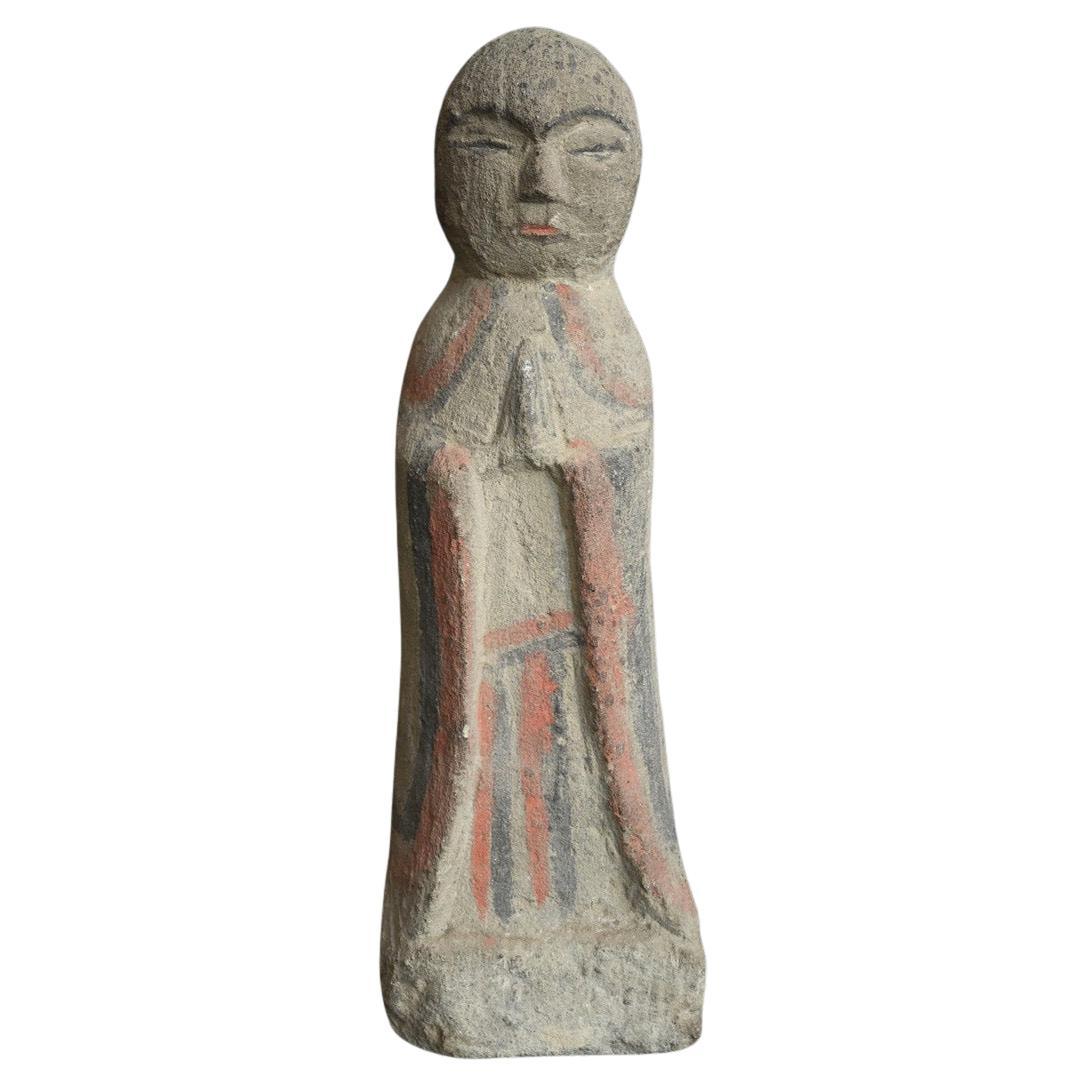 Small Edo period stone Buddha from Japan/Jizo Bodhisattva/1800s/Amulet