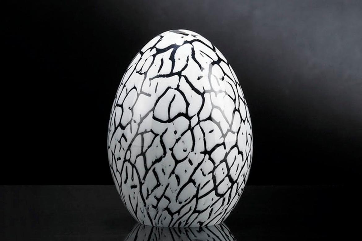 Italian Small Egg Color Black and White, in Glass, Italy For Sale