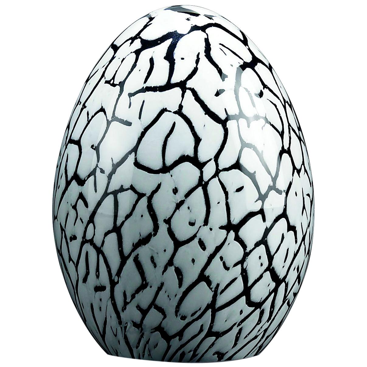 Small Egg Color Black and White, in Glass, Italy For Sale