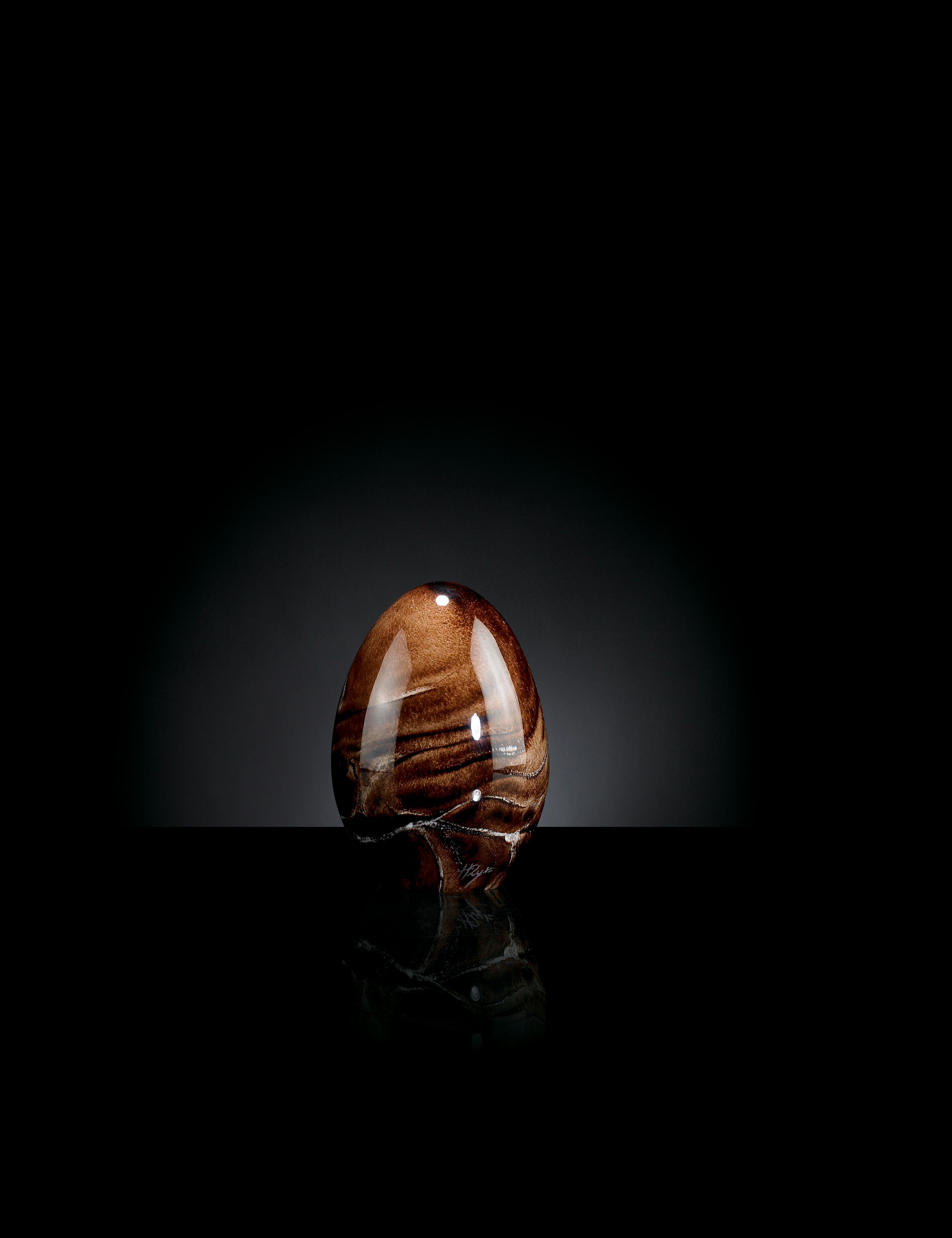 Italian Small Egg Color Brown, in Glass, Italy For Sale