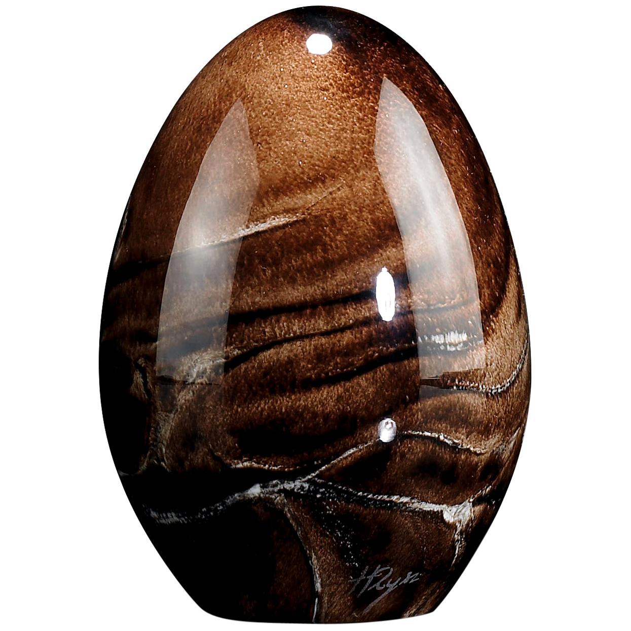 Small Egg Color Brown, in Glass, Italy