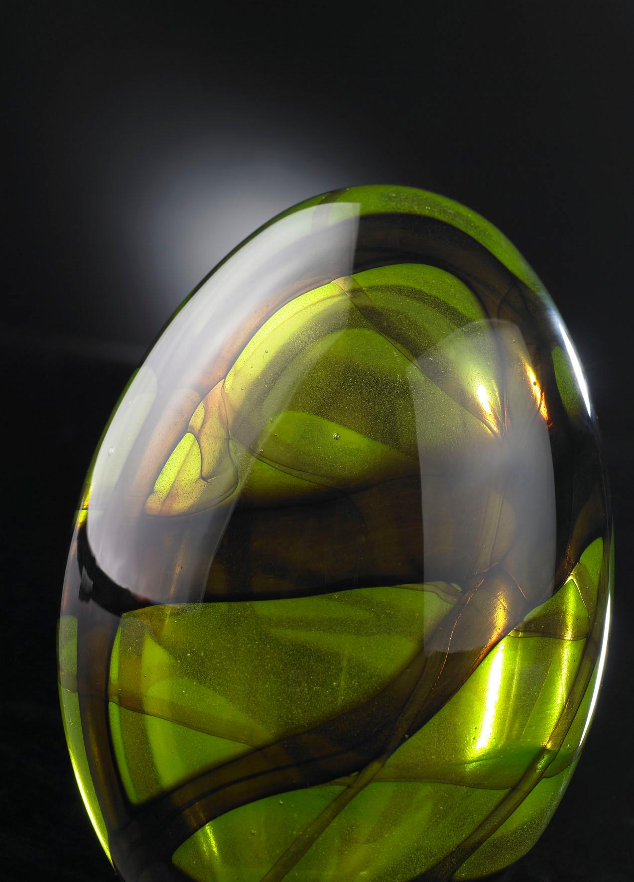 Modern Small Egg Color Green, in Glass, Italy For Sale