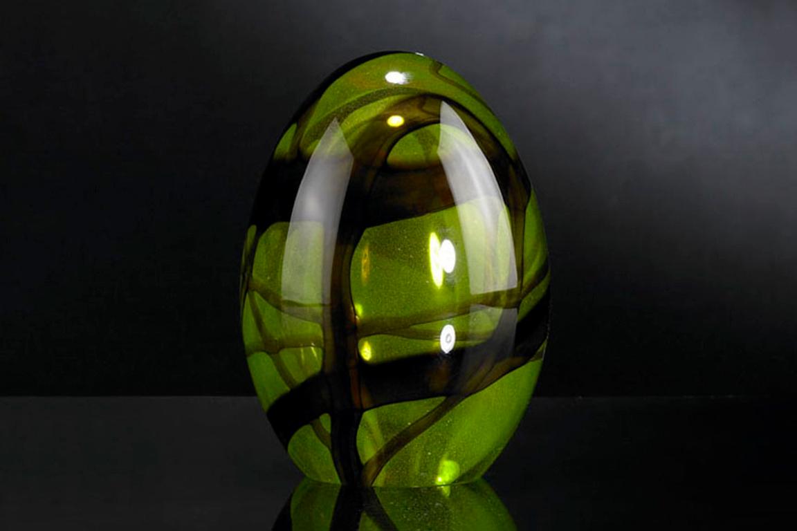 Italian Small Egg Color Green, in Glass, Italy For Sale