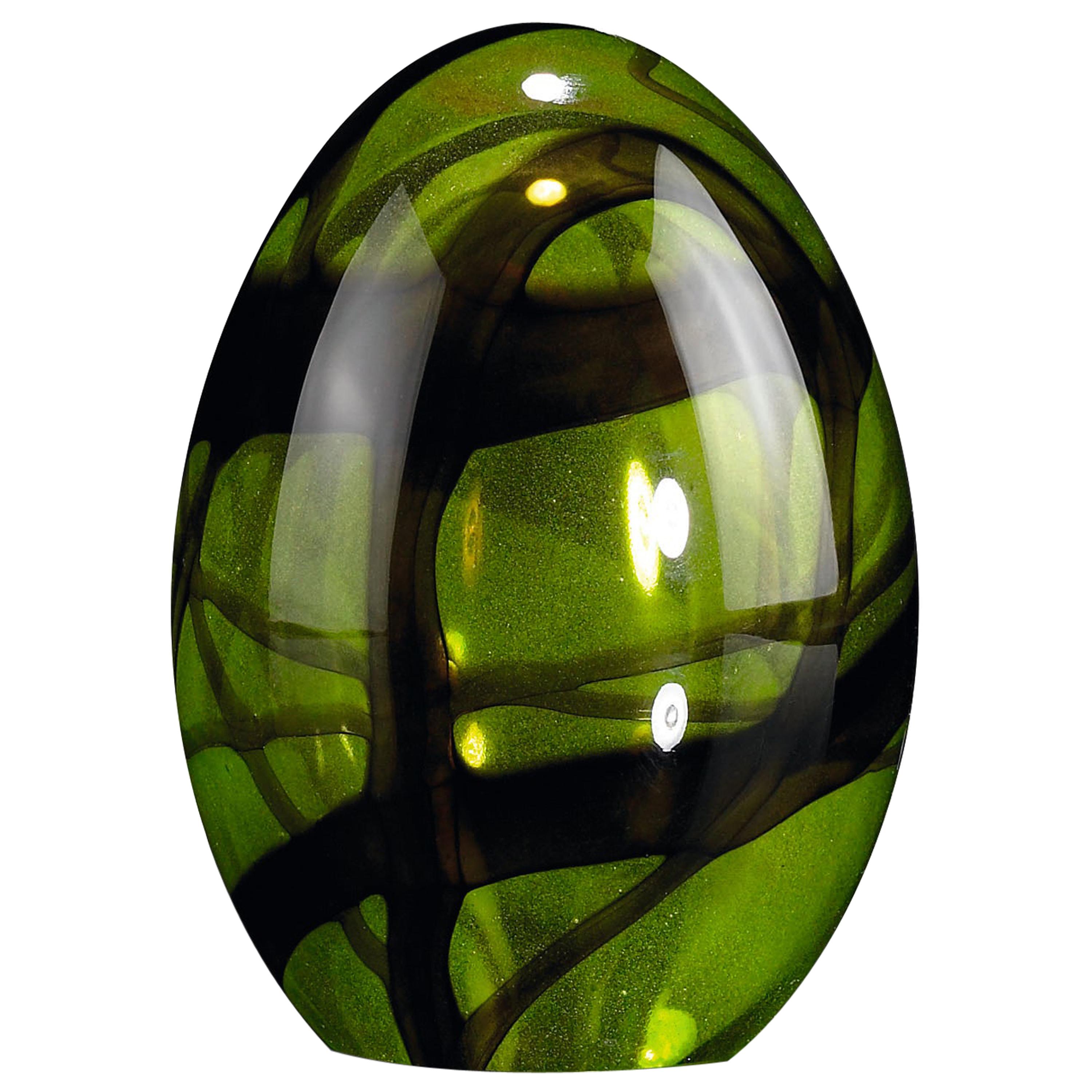 Small Egg Color Green, in Glass, Italy