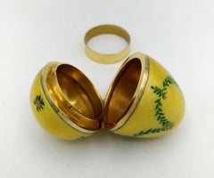 Small  Egg style Faberge Enamel hand painted wreaths Sterling Silver Salimbeni
