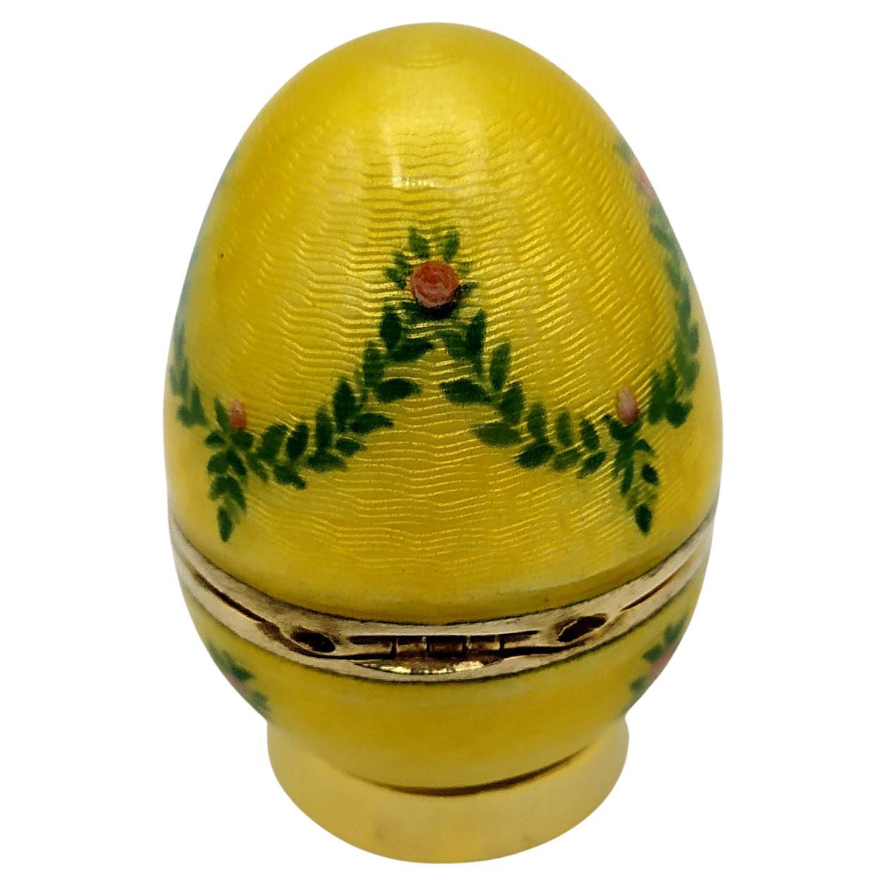 Pequeño  Coronas pintadas a mano con esmalte Fabergé estilo huevo Plata de ley Salimbeni