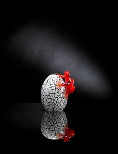 Petit œuf avec grenouille, en verre, Italie