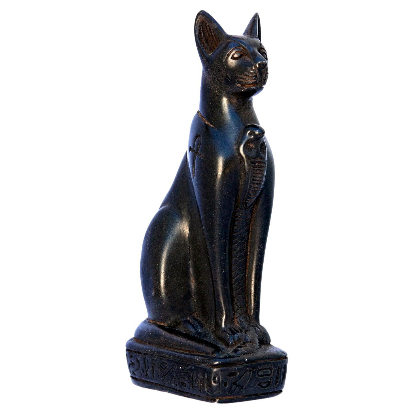 Kleine ägyptische schwarze Katzenfigur