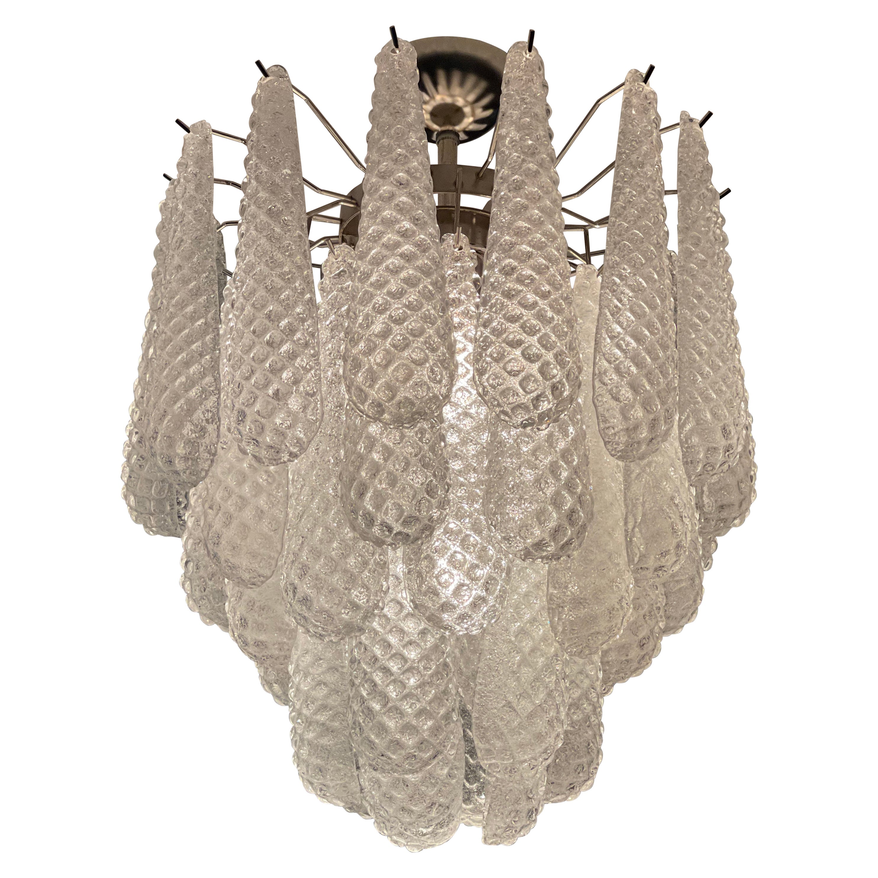 Small Elegant Short Murano Chandelier • Murano Flush Mount • Drop 27.6”