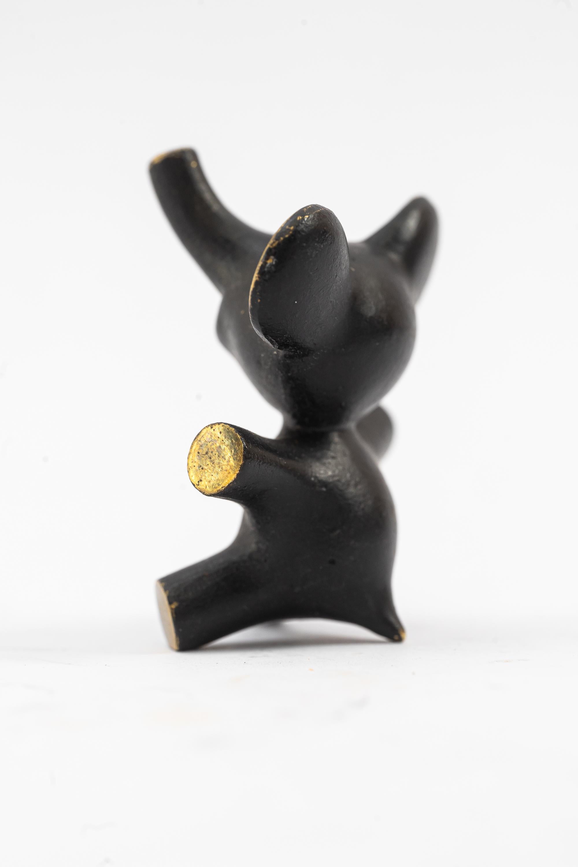 Blackened Small Elephant Figurine by Walter Bosse Vienna Around 1950s For Sale