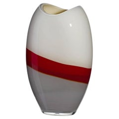 Kleine Ellisse-Vase in Grau, Rot und Elfenbein von Carlo Moretti