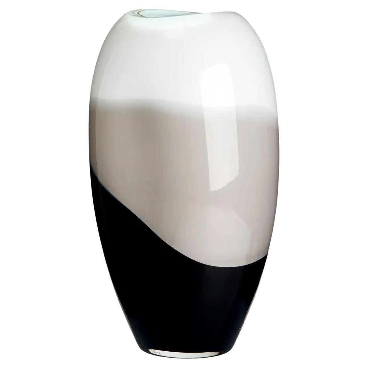 Small Ellisse Vase in Ivory, Grey and Black Streaks by Carlo Moretti For Sale