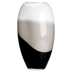 Small Ellisse Vase in Ivory, Grey and Black Streaks by Carlo Moretti