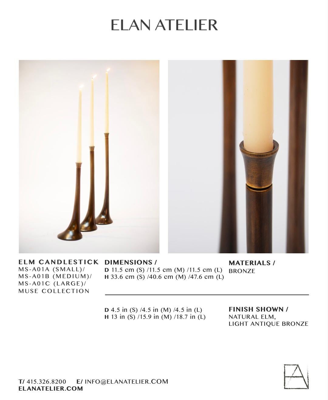 Contemporary Small Elm Bronze Candlestick by Elan Atelier IN STOCK