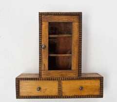 Small Elm Brutalist Wall Cabinet circa 1920