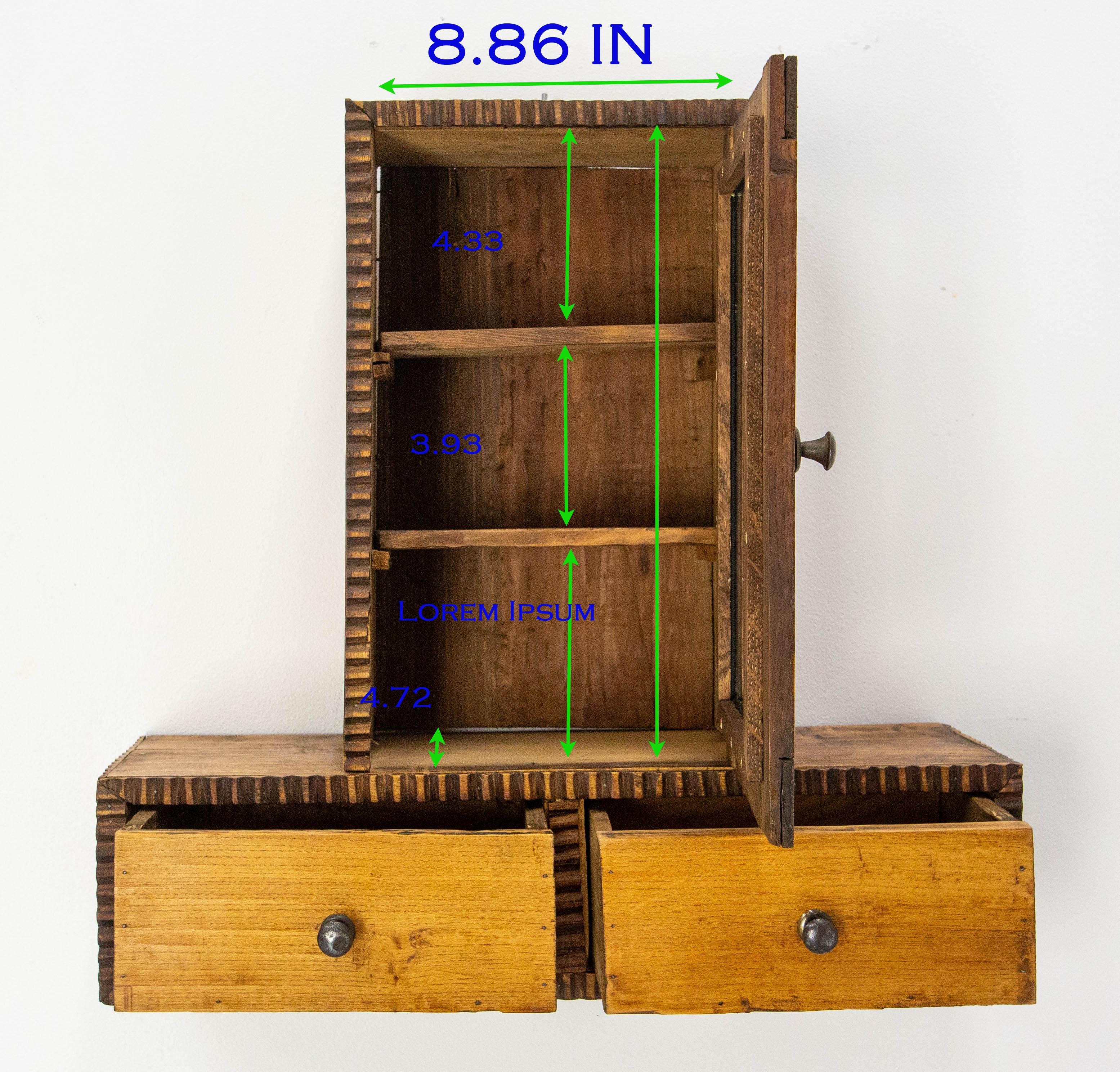 Petite armoire murale brutaliste en orme circa 1920 2
