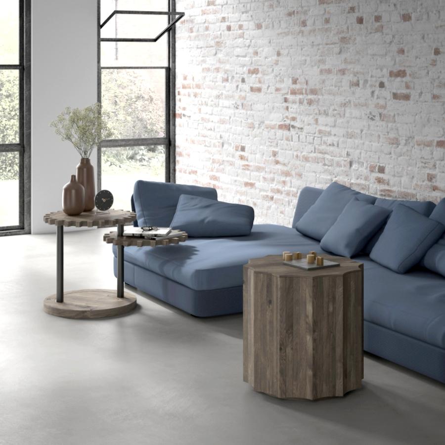 Runder Couchtisch aus Ulmenholz, hergestellt in Italien (Moderne) im Angebot
