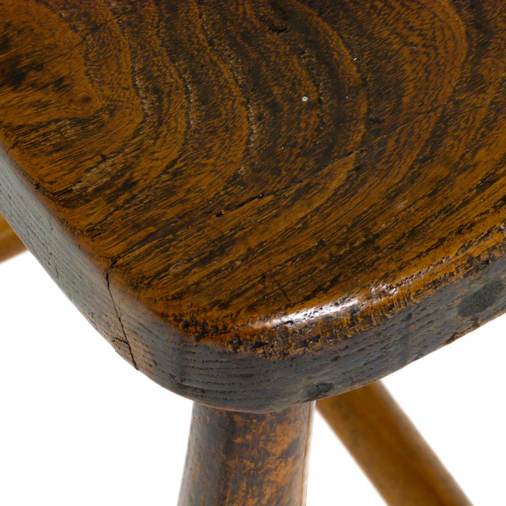 Small Elm Topped Victorian Stool (Englisch)