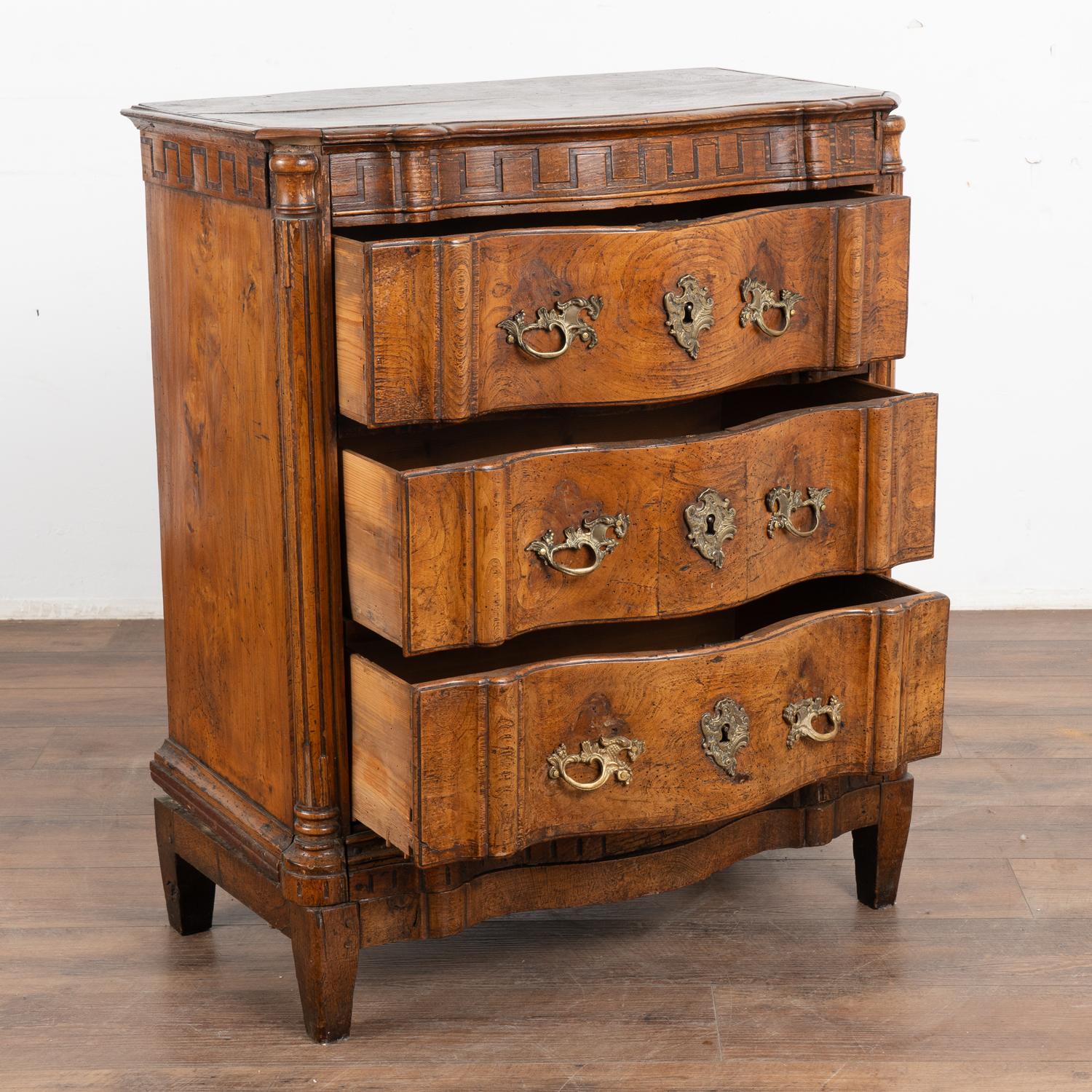 Danish Small Elm Wood Louis XVI Chest of Drawers, Denmark circa 1870-90 For Sale