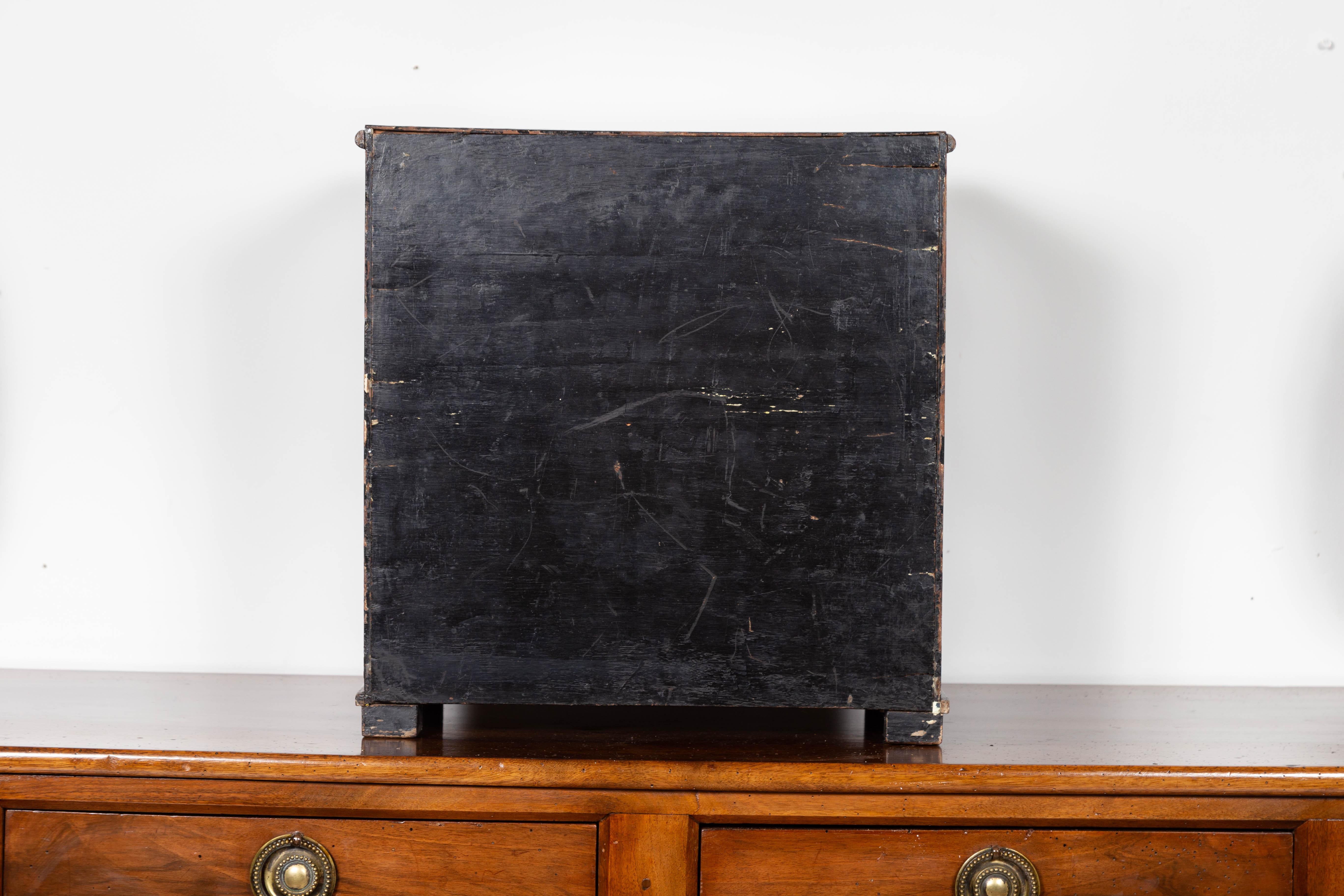 Small English 1890s Black and Gold Chinoiserie Cabinet with 10 Hidden Drawers 7