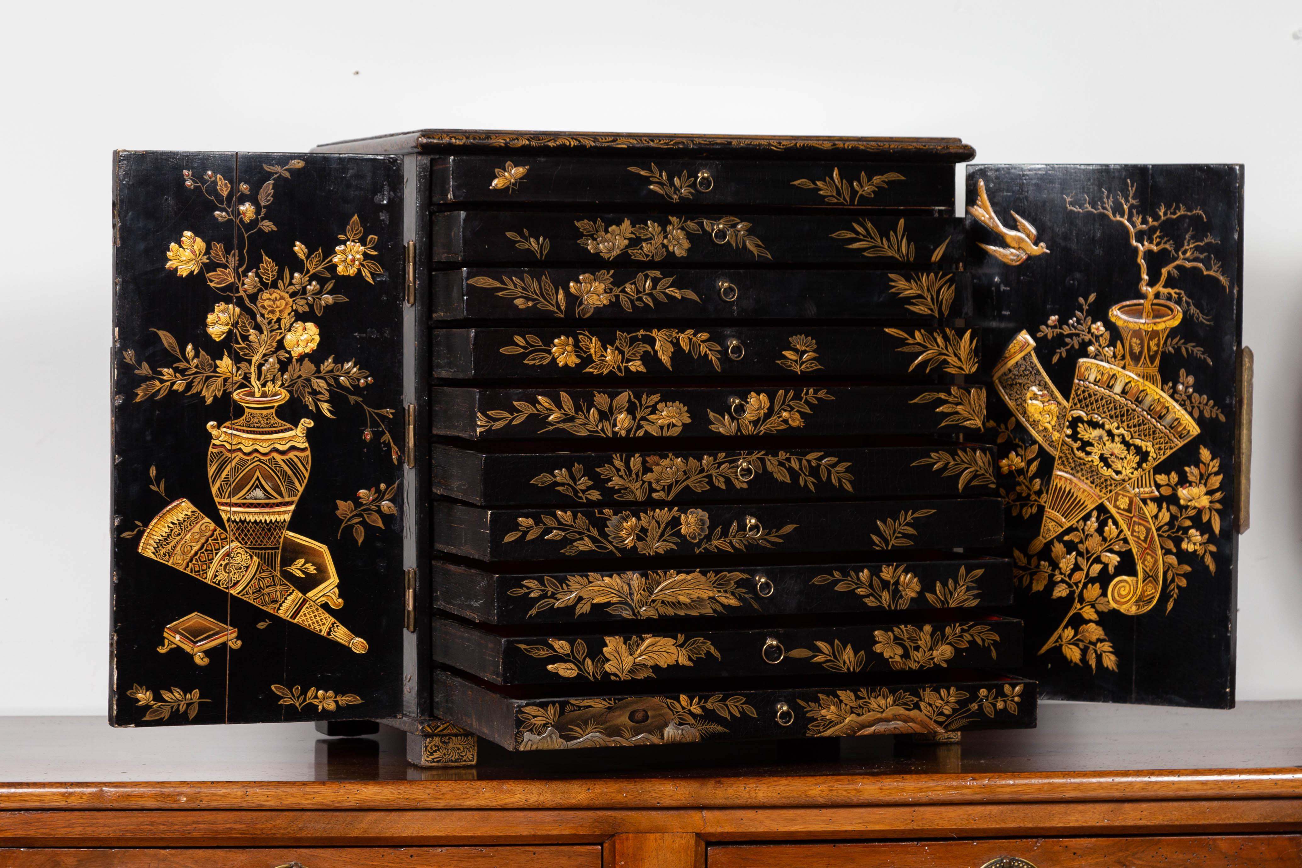 black chinoiserie cabinet
