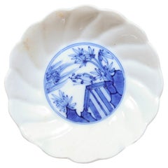 Small English 19th Century Blue and White Porcelain Plate with Bird and Trees