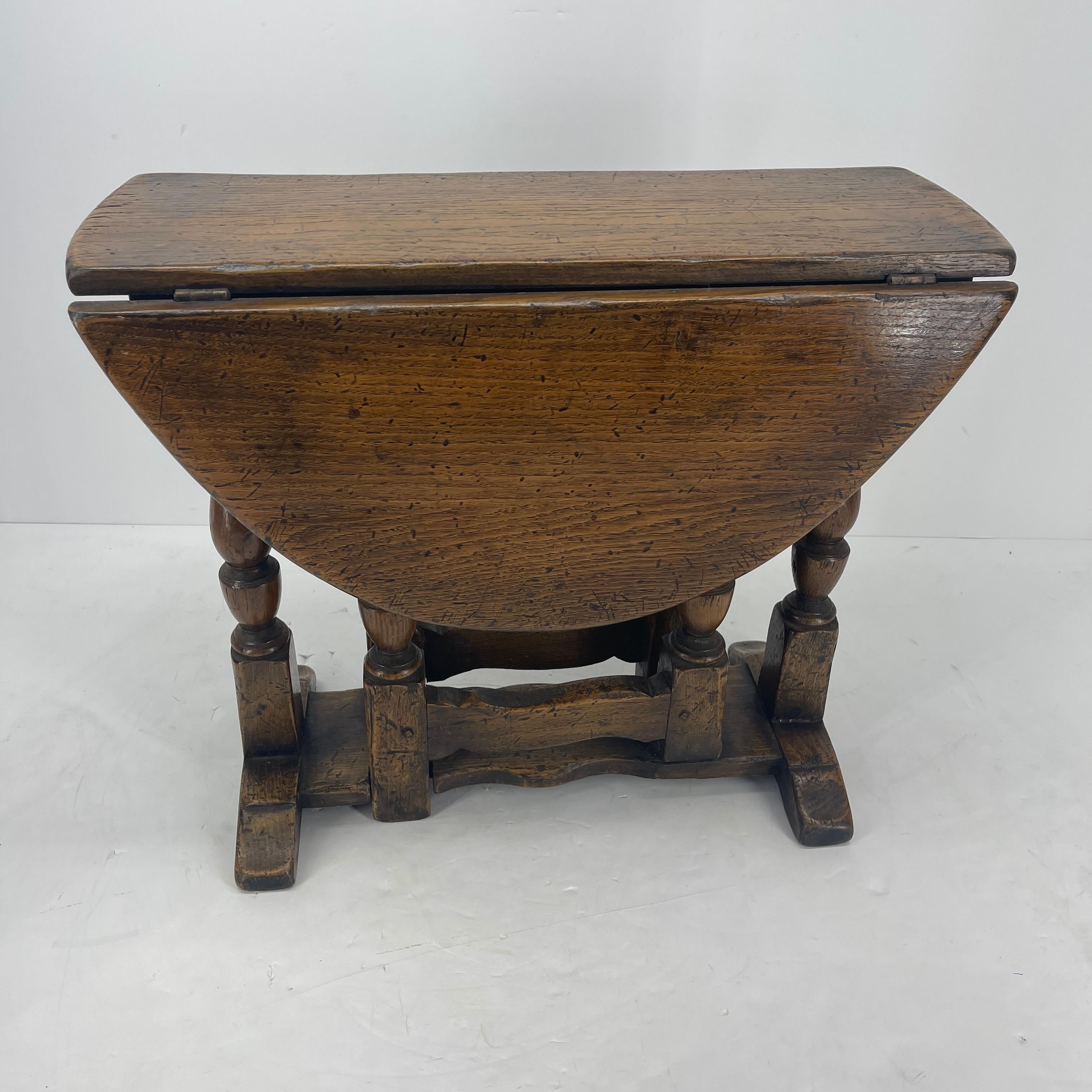 Small English 19th Century Gate Leg Drop Leaf Oak Table Salesman Sample 6