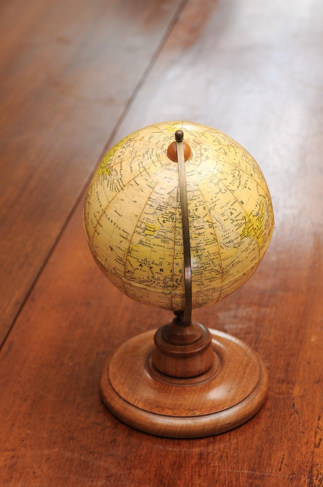Small English 20th Century George Philip Terrestrial Globe on Wooden Base 7