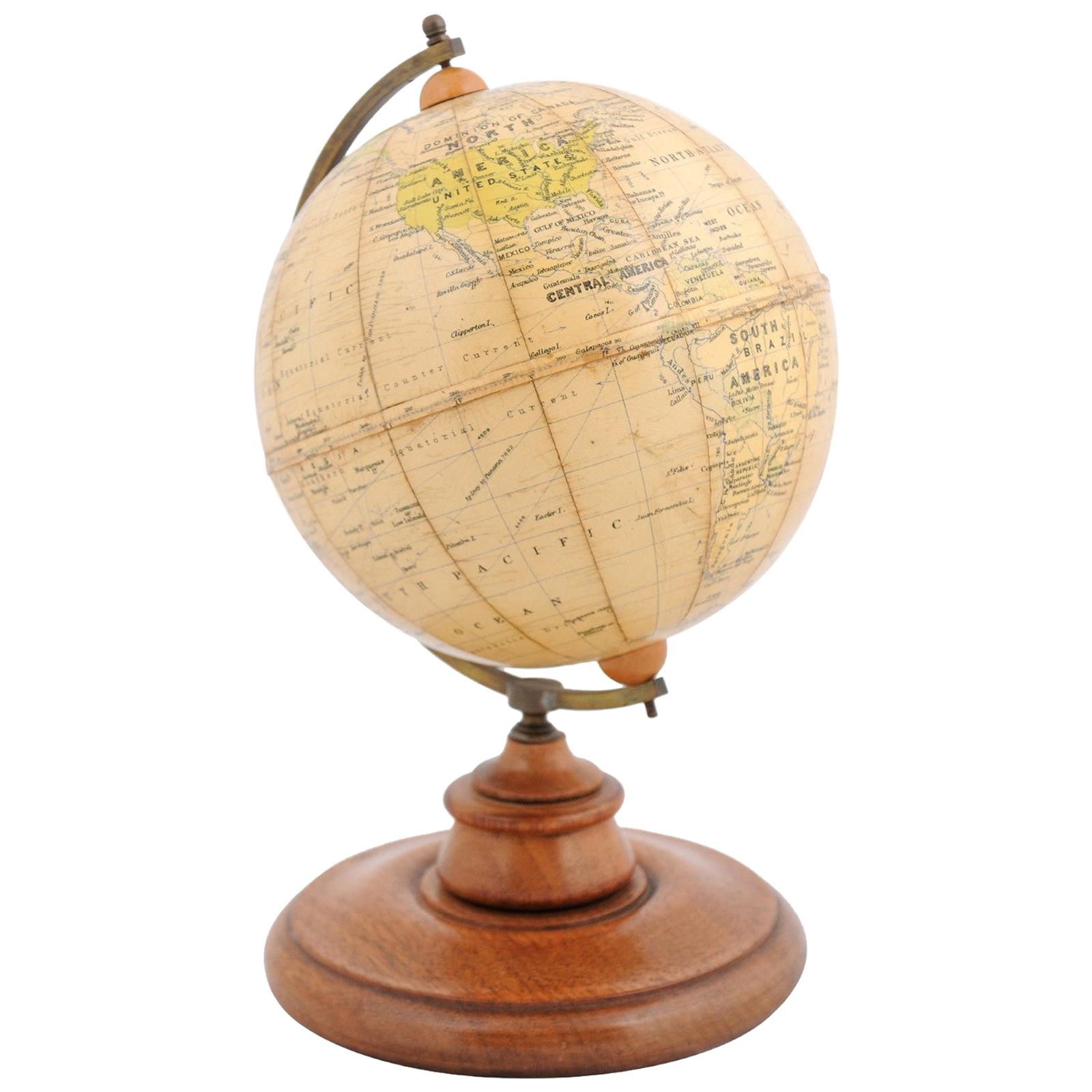 Small English 20th Century George Philip Terrestrial Globe on Wooden Base