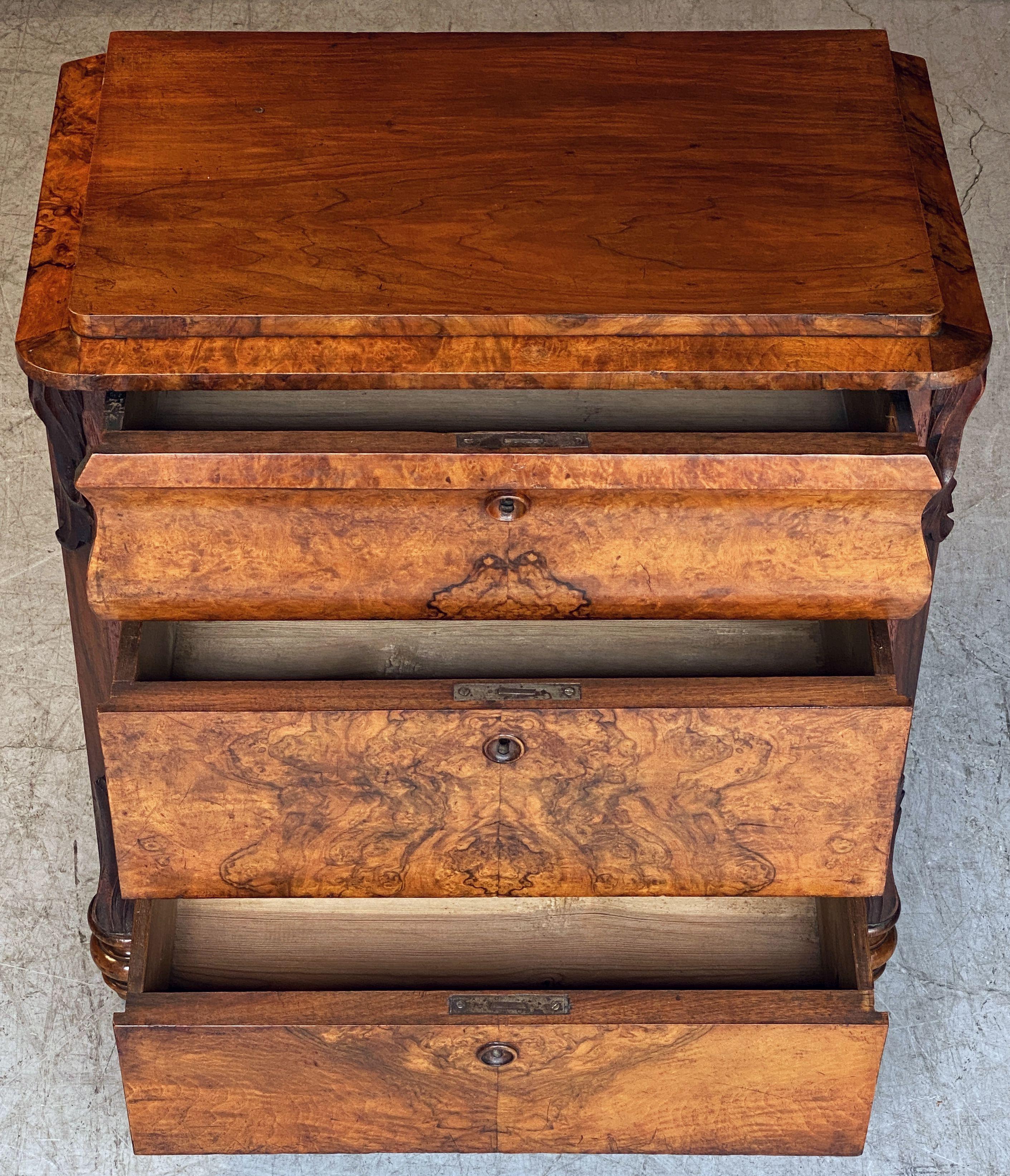 Small English Chest or Commode of Burr Walnut from the Edwardian Era 2