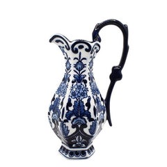 Small English Chinoiserie Flow Blue Ceramic Pitcher or Vase, 20th Century