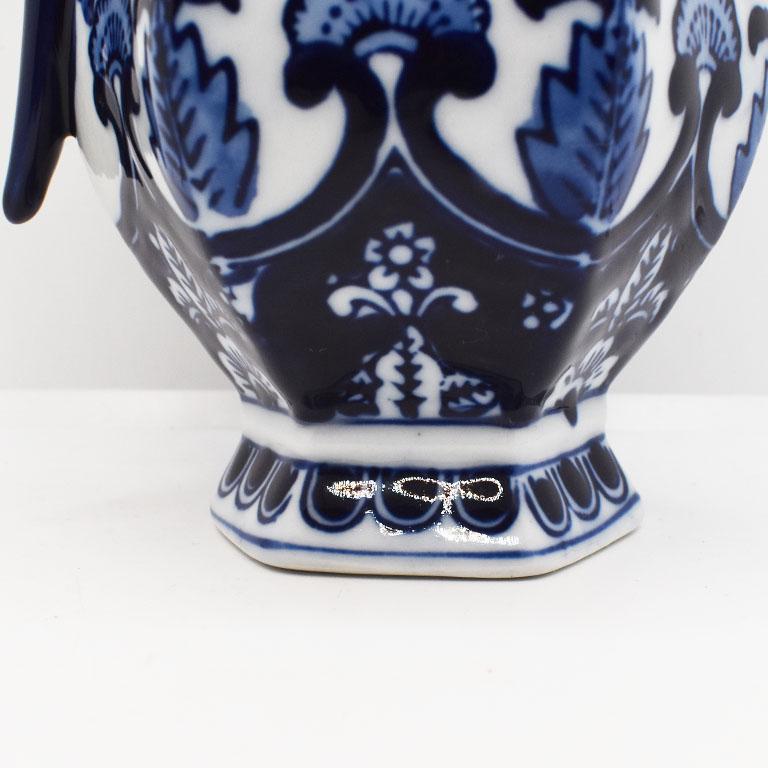Small English Chinoiserie Flow Blue Ceramic Pitcher or Vase, 20th Century 1