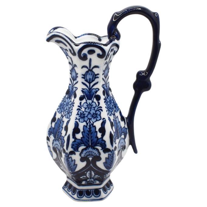 Small English Chinoiserie Flow Blue Ceramic Pitcher or Vase, 20th Century