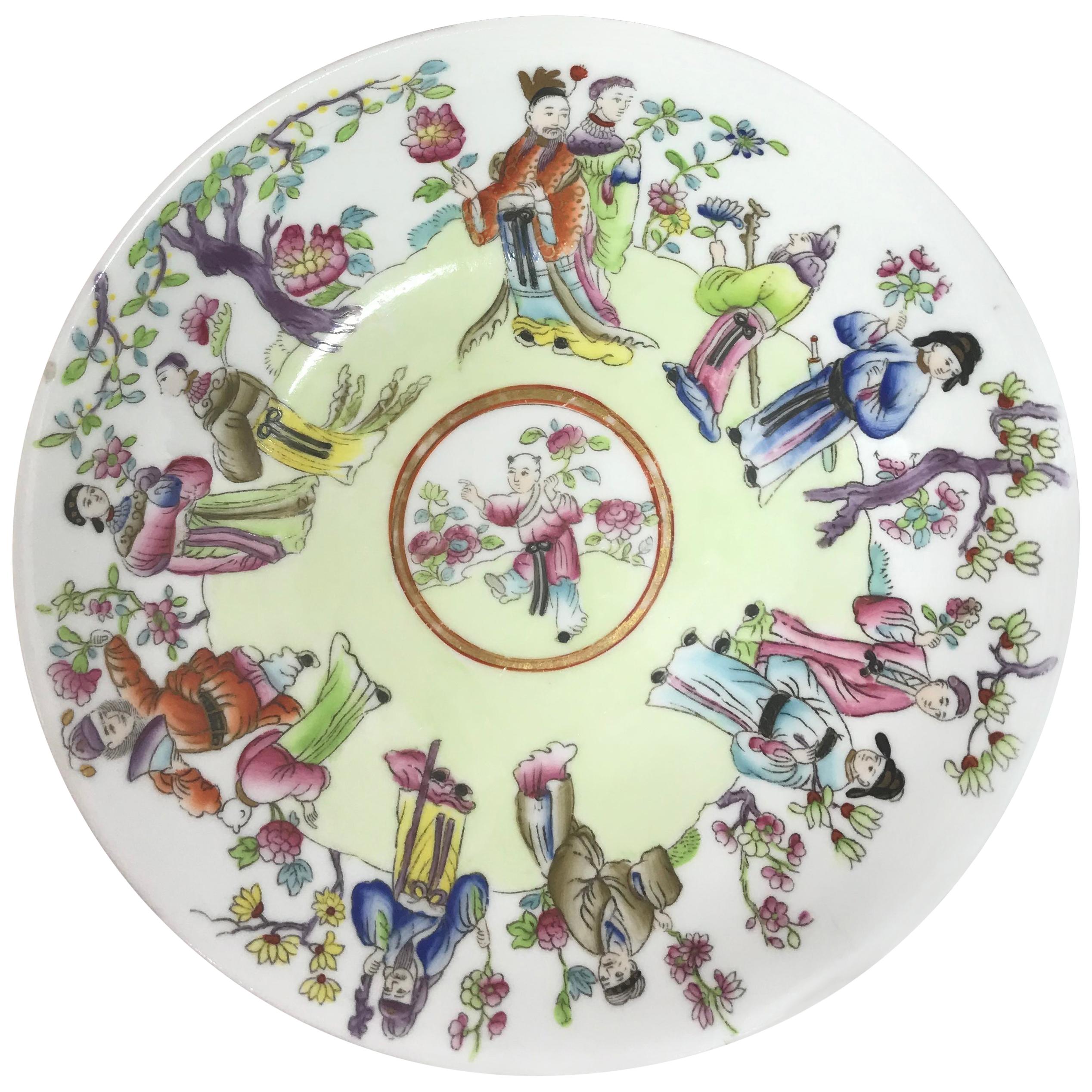 Small English Chinoiserie Plate For Sale