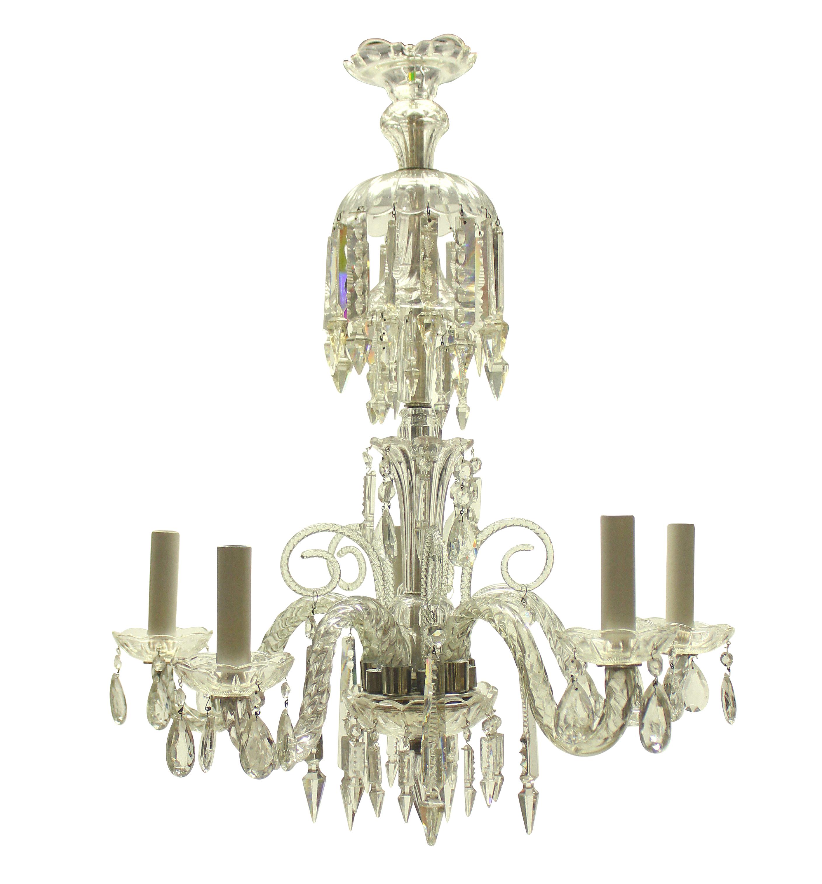 Small English Cut Glass Chandelier For Sale 1