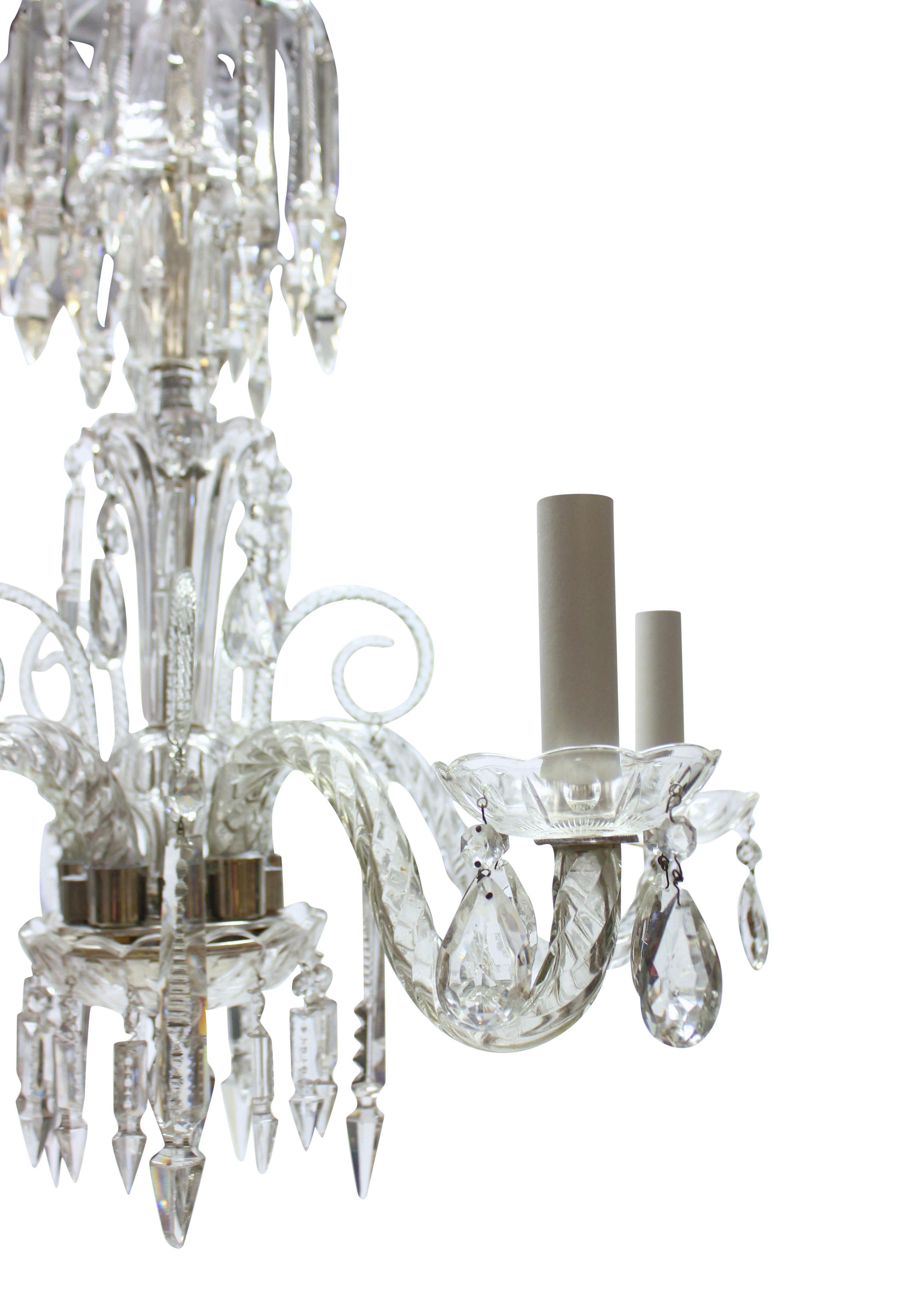 Mid-20th Century Small English Cut Glass Chandelier In The Georgian Manner For Sale