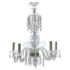 Vintage Small English Cut Glass Chandelier In The Georgian Manner