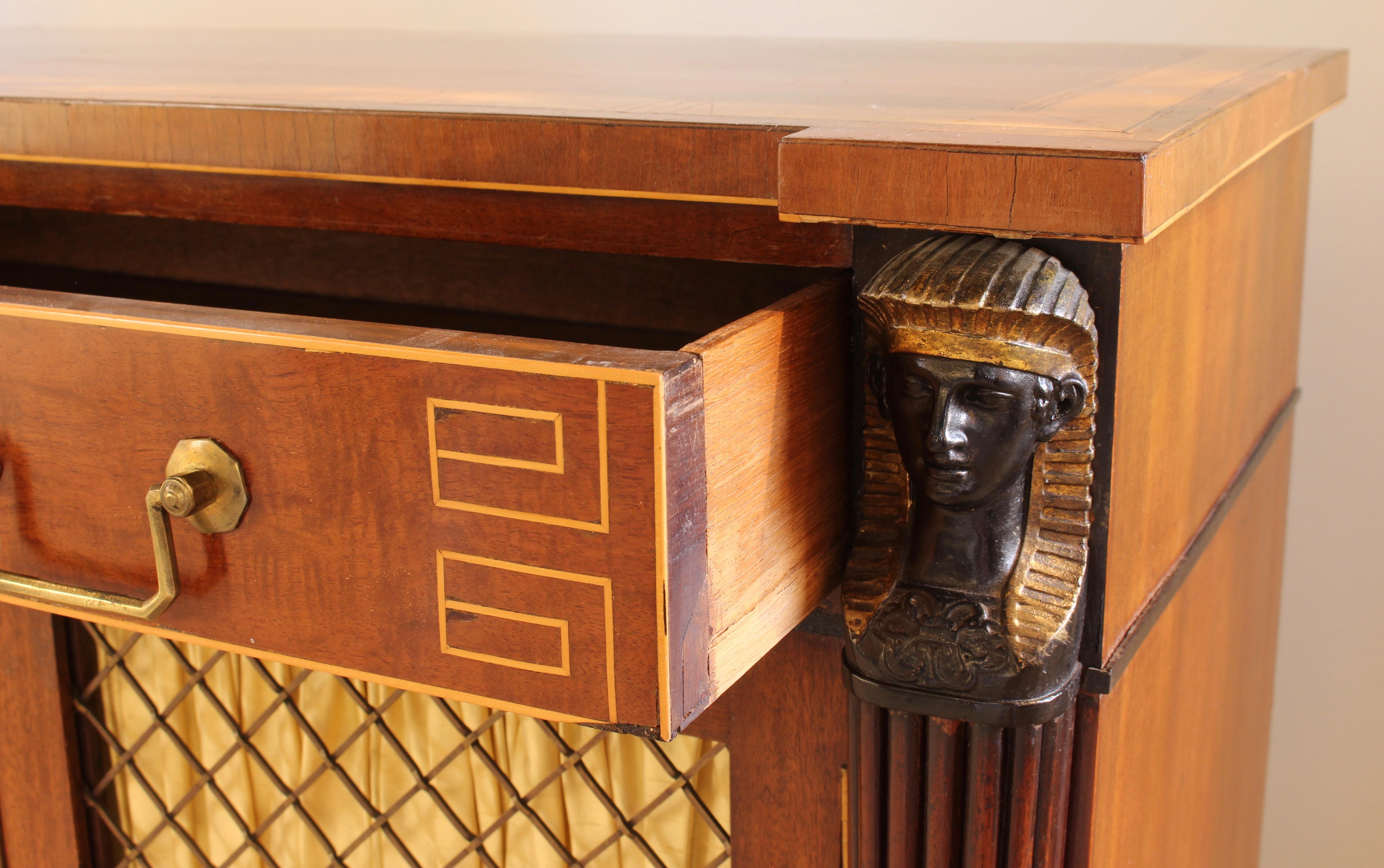 Small English Egyptian Revival Bookcase Cabinet 4