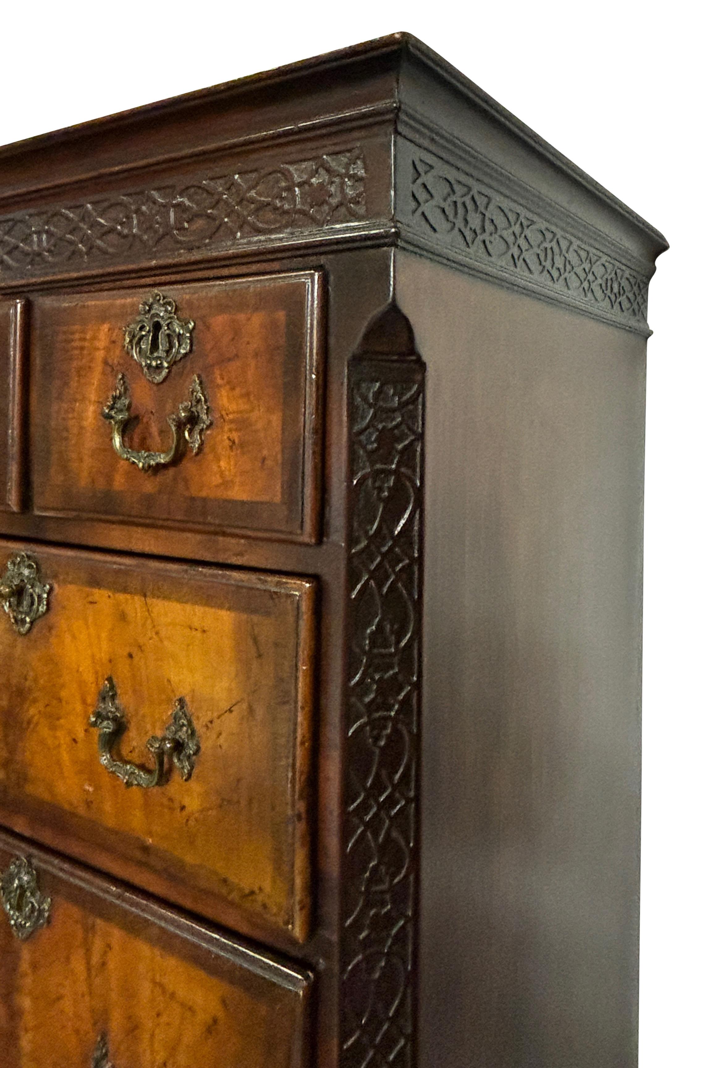 19th Century Small English George II Style Mahogany Chest on Chest For Sale